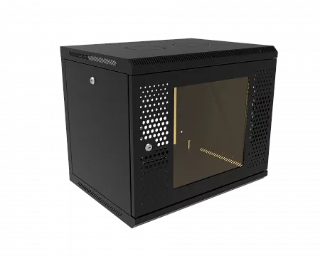 Шкаф телекоммуникационный настенный разборный МИКсистем 19" Keys 9U 600x450  дверь перфорация+стекло черный