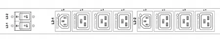MIK-2G-0U-63A-400-6-C13(LE)-18-C19(LE)-IEC309-63-3-P-M Блок розеток вертикальный с мониторингом МИКсистем